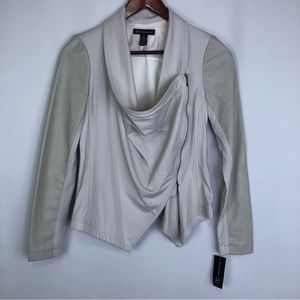 INC International Concepts Cream Draped Asymmetrical Jacket
